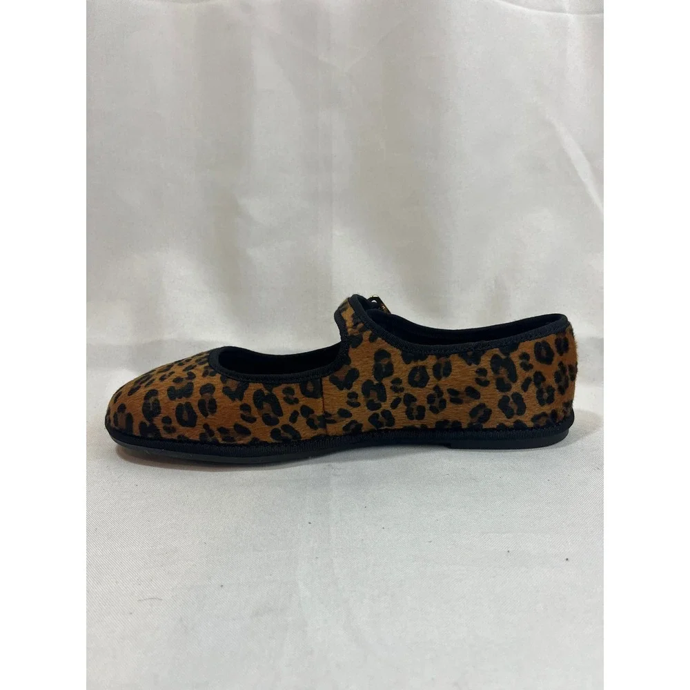 Universal Thread Womens Leopard Print Faux Fur Mary Jane Flats Brown Black 8.5‎